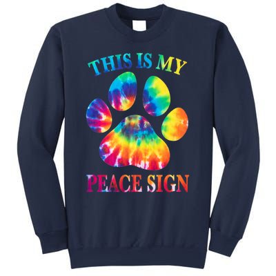 Dog Paw Heartbeat Gift Funny This Is My Peace Sign Gift Sweatshirt