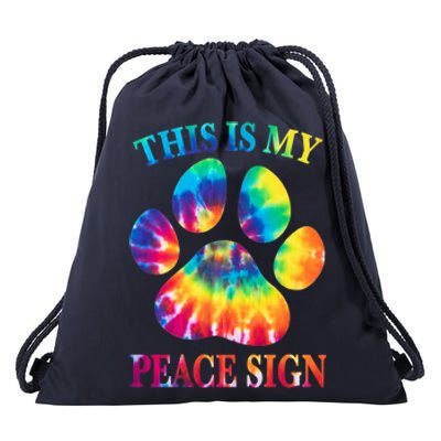 Dog Paw Heartbeat Gift Funny This Is My Peace Sign Gift Drawstring Bag