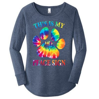 Dog Paw Heartbeat Gift Funny This Is My Peace Sign Gift Women's Perfect Tri Tunic Long Sleeve Shirt