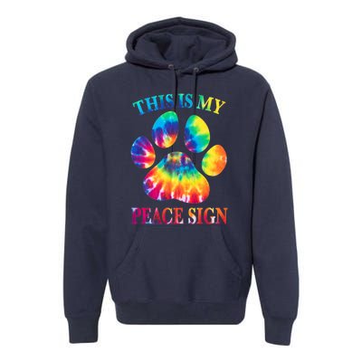 Dog Paw Heartbeat Gift Funny This Is My Peace Sign Gift Premium Hoodie