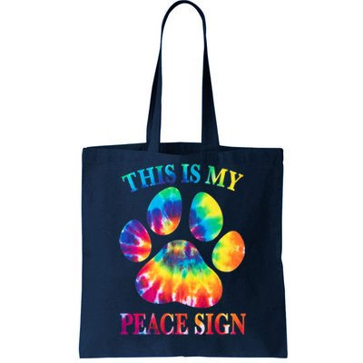 Dog Paw Heartbeat Gift Funny This Is My Peace Sign Gift Tote Bag