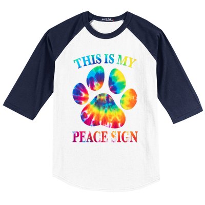 Dog Paw Heartbeat Gift Funny This Is My Peace Sign Gift Baseball Sleeve Shirt