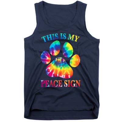 Dog Paw Heartbeat Gift Funny This Is My Peace Sign Gift Tank Top