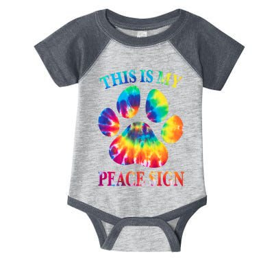 Dog Paw Heartbeat Gift Funny This Is My Peace Sign Gift Infant Baby Jersey Bodysuit