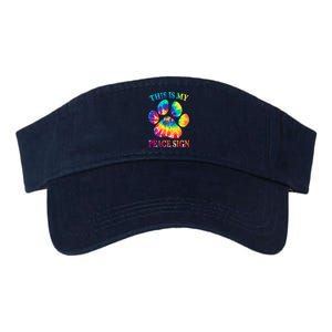 Dog Paw Heartbeat Gift Funny This Is My Peace Sign Gift Valucap Bio-Washed Visor