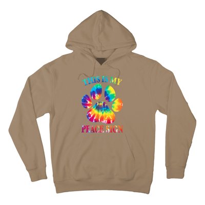 Dog Paw Heartbeat Gift Funny This Is My Peace Sign Gift Hoodie