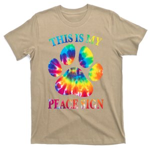 Dog Paw Heartbeat Gift Funny This Is My Peace Sign Gift T-Shirt