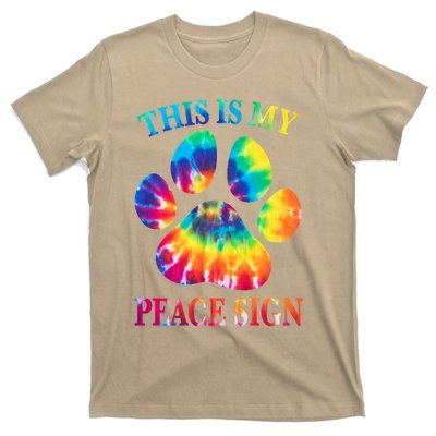 Dog Paw Heartbeat Gift Funny This Is My Peace Sign Gift T-Shirt