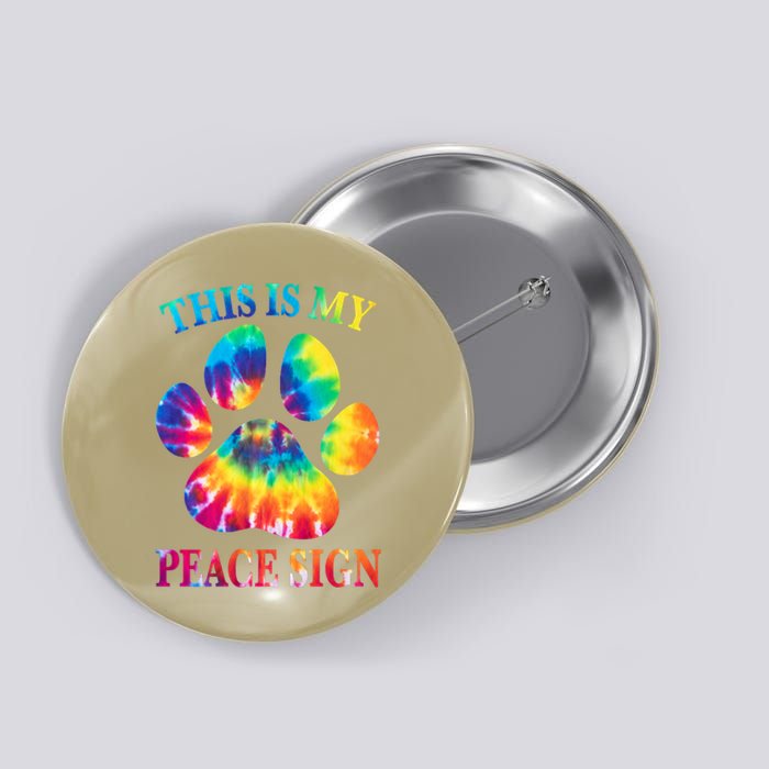 Dog Paw Heartbeat Gift Funny This Is My Peace Sign Gift Button