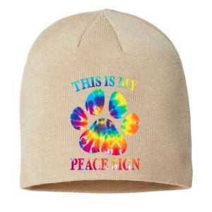 Dog Paw Heartbeat Gift Funny This Is My Peace Sign Gift Sustainable Beanie