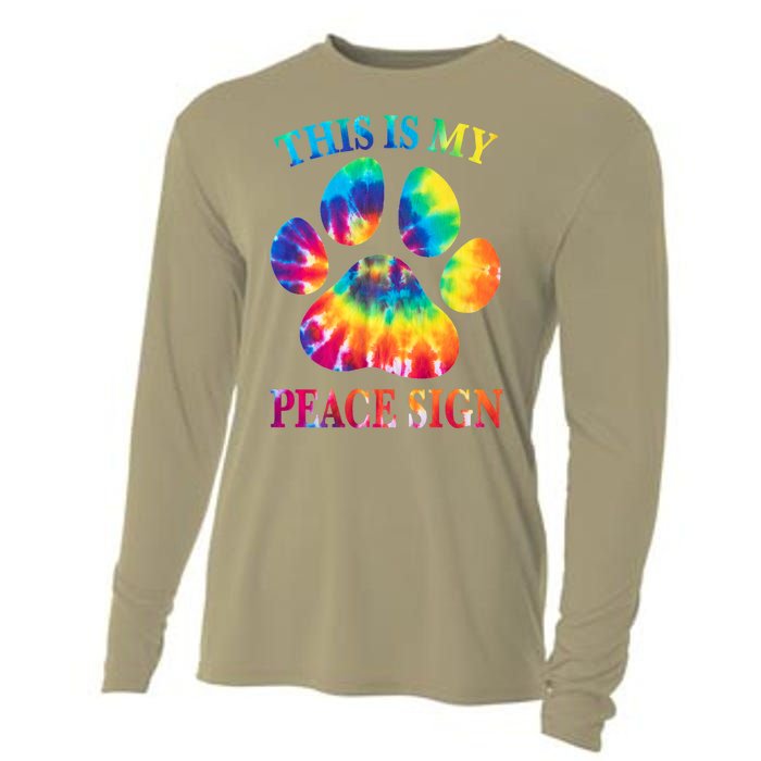 Dog Paw Heartbeat Gift Funny This Is My Peace Sign Gift Cooling Performance Long Sleeve Crew