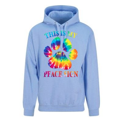 Dog Paw Heartbeat Gift Funny This Is My Peace Sign Gift Unisex Surf Hoodie