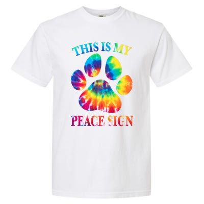 Dog Paw Heartbeat Gift Funny This Is My Peace Sign Gift Garment-Dyed Heavyweight T-Shirt