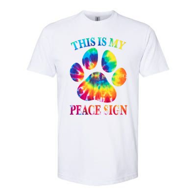 Dog Paw Heartbeat Gift Funny This Is My Peace Sign Gift Softstyle CVC T-Shirt