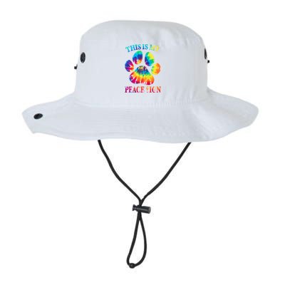 Dog Paw Heartbeat Gift Funny This Is My Peace Sign Gift Legacy Cool Fit Booney Bucket Hat