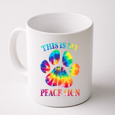 Dog Paw Heartbeat Gift Funny This Is My Peace Sign Gift Coffee Mug