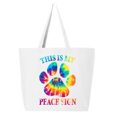 Dog Paw Heartbeat Gift Funny This Is My Peace Sign Gift 25L Jumbo Tote