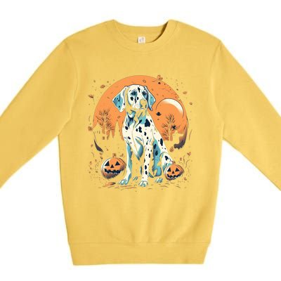 Dalmatian Pumpkin Halloween Costume Dog Puppy Gift Premium Crewneck Sweatshirt