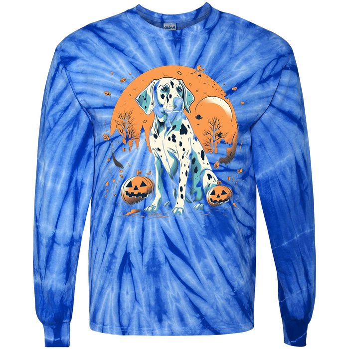 Dalmatian Pumpkin Halloween Costume Dog Puppy Gift Tie-Dye Long Sleeve Shirt