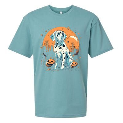 Dalmatian Pumpkin Halloween Costume Dog Puppy Gift Sueded Cloud Jersey T-Shirt