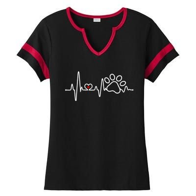 Dog Paw Heartbeat Clothing Cool Gift Dog Paw Gift Ladies Halftime Notch Neck Tee