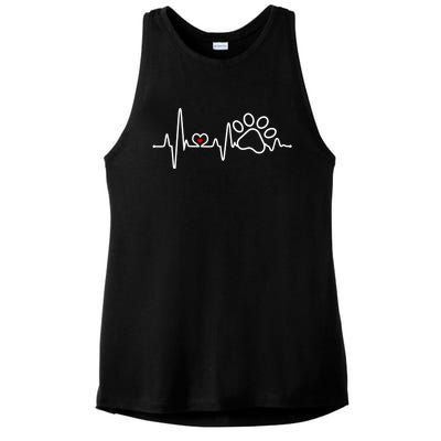 Dog Paw Heartbeat Clothing Cool Gift Dog Paw Gift Ladies PosiCharge Tri-Blend Wicking Tank