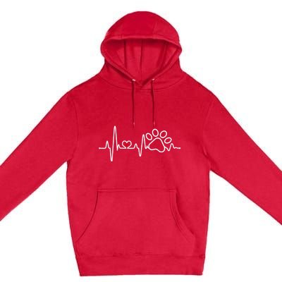 Dog Paw Heartbeat Clothing Cool Gift Dog Paw Gift Premium Pullover Hoodie