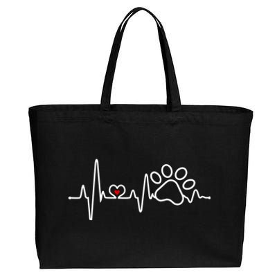 Dog Paw Heartbeat Clothing Cool Gift Dog Paw Gift Cotton Canvas Jumbo Tote