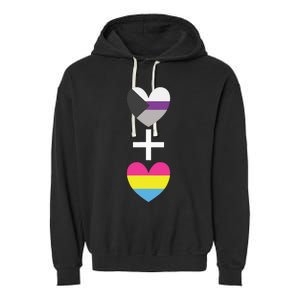 Demisexual + Pansexual Heart Panromantic Demipansexual Garment-Dyed Fleece Hoodie