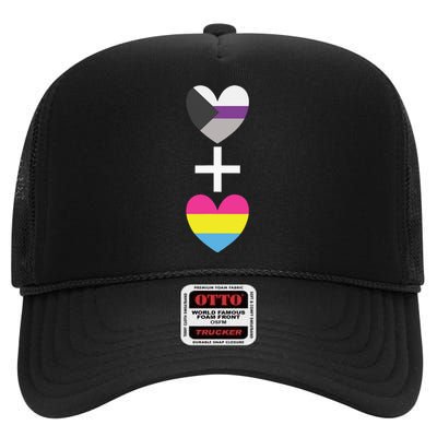 Demisexual + Pansexual Heart Panromantic Demipansexual High Crown Mesh Back Trucker Hat