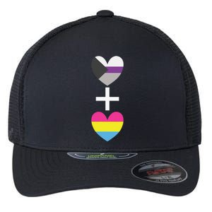 Demisexual + Pansexual Heart Panromantic Demipansexual Flexfit Unipanel Trucker Cap