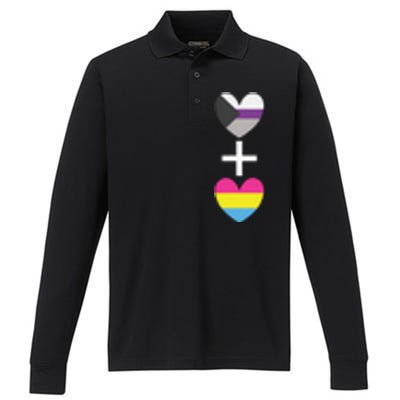 Demisexual + Pansexual Heart Panromantic Demipansexual Performance Long Sleeve Polo