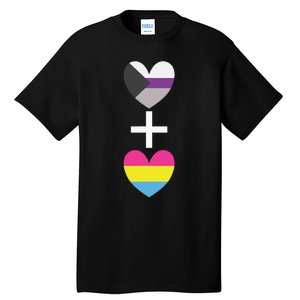 Demisexual + Pansexual Heart Panromantic Demipansexual Tall T-Shirt