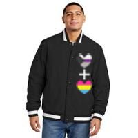 Demisexual + Pansexual Heart Panromantic Demipansexual Insulated Varsity Jacket