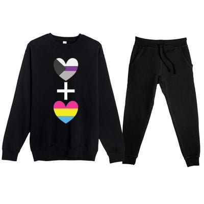 Demisexual + Pansexual Heart Panromantic Demipansexual Premium Crewneck Sweatsuit Set