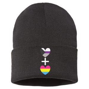 Demisexual + Pansexual Heart Panromantic Demipansexual Sustainable Knit Beanie