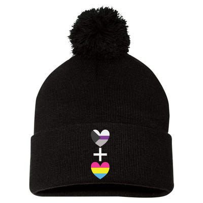 Demisexual + Pansexual Heart Panromantic Demipansexual Pom Pom 12in Knit Beanie