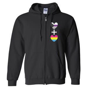 Demisexual + Pansexual Heart Panromantic Demipansexual Full Zip Hoodie