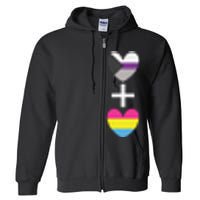 Demisexual + Pansexual Heart Panromantic Demipansexual Full Zip Hoodie