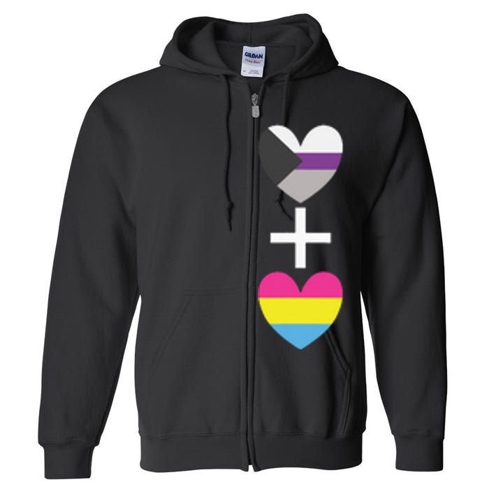 Demisexual + Pansexual Heart Panromantic Demipansexual Full Zip Hoodie