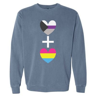 Demisexual + Pansexual Heart Panromantic Demipansexual Garment-Dyed Sweatshirt