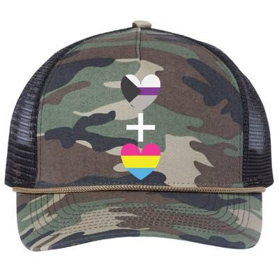 Demisexual + Pansexual Heart Panromantic Demipansexual Retro Rope Trucker Hat Cap