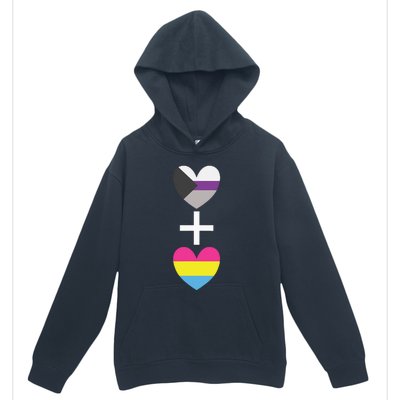 Demisexual + Pansexual Heart Panromantic Demipansexual Urban Pullover Hoodie