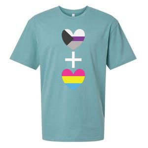 Demisexual + Pansexual Heart Panromantic Demipansexual Sueded Cloud Jersey T-Shirt