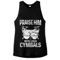 Drummer Praise Him With Loud Cymbals Drumming Christian Ladies PosiCharge Tri-Blend Wicking Tank