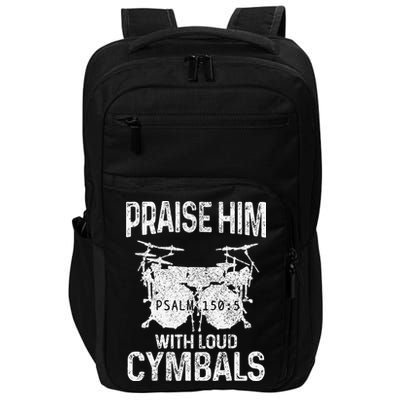 Drummer Praise Him With Loud Cymbals Drumming Christian Impact Tech Backpack