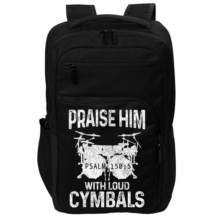 Drummer Praise Him With Loud Cymbals Drumming Christian Impact Tech Backpack