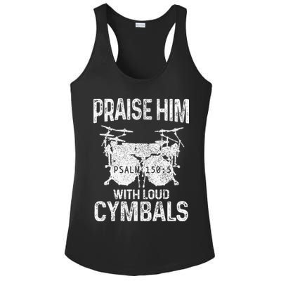 Drummer Praise Him With Loud Cymbals Drumming Christian Ladies PosiCharge Competitor Racerback Tank