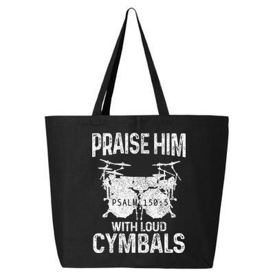 Drummer Praise Him With Loud Cymbals Drumming Christian 25L Jumbo Tote