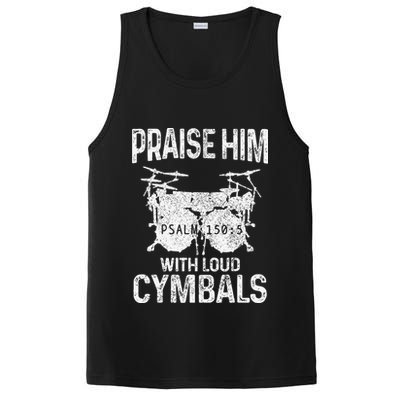 Drummer Praise Him With Loud Cymbals Drumming Christian PosiCharge Competitor Tank